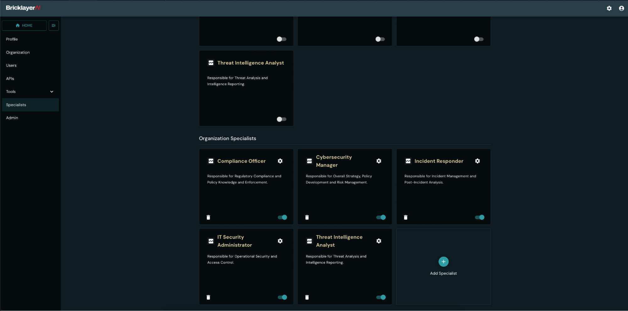 A screenshot showing how to configure your Specialists to take on responsibilities inside your organization. 